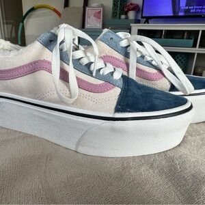 Vans Old Skool Platform Sneakers – Blue, Pink & Cream (Women’s 6)